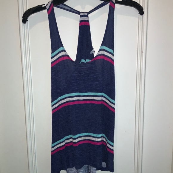 SPLENDID Tank Top Camisole Blue White Pink Striped Sleeveless Medium M U.S.A. - Picture 1 of 12
